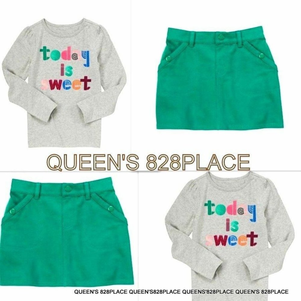 Nwt Crazy 8 Girls 5-6 Green sequin Top Skirt Set